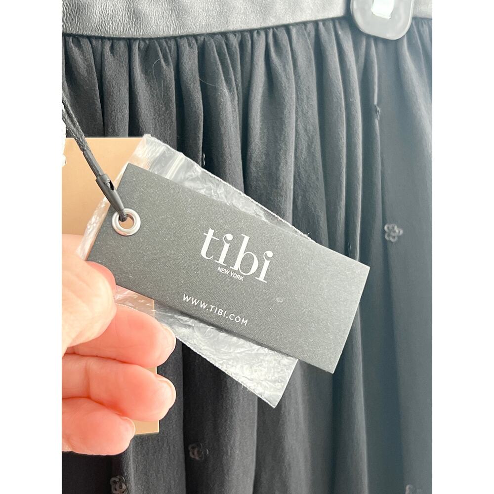NWT Tibi 100% Silk Embellished Semi-Sheer Maxi Skirt with Slip Black Women's 8 - Picture 3 of 5